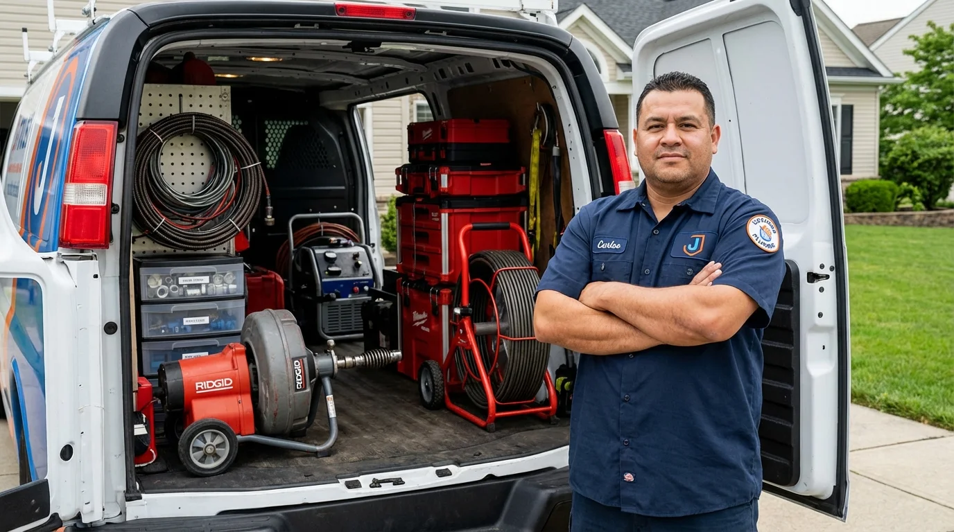 Professional drain cleaning equipment and Johns Plumbing LLC plumber in Collegedale
