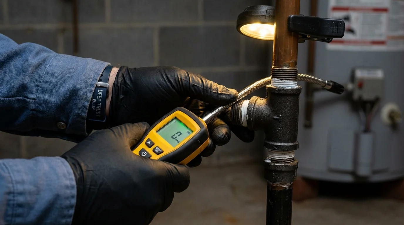 Gas leak detection with electronic sniffer by Johns Plumbing LLC in Collegedale