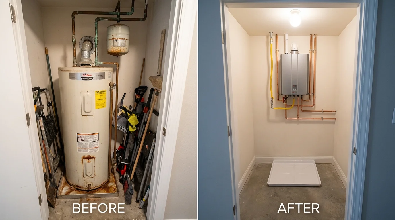 Tank water heater versus wall-mounted tankless unit comparison for Collegedale, TN homeowners